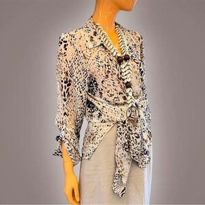 SPENSE Snake Print Semi Sheer Long Blouse